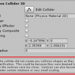 【Unity】BoxCollider2D設定時に「The collider did not create any collision shapes as they all failed verification.」と警告が出る場合の対処法
